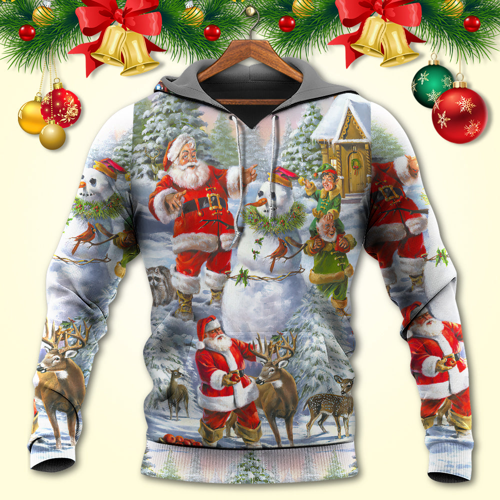 Santa Snowman Elf Happy Art - 3D Hoodie