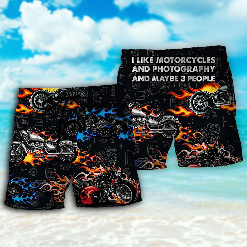 Motorcycle Photography I Like Motorcycles And Photography - Beach Short - Owls Matrix LTD