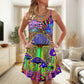 Hippie Mushroom Magic Style – Women's Summer Sleeveless V-Neck Camisole Dress
