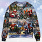 Christmas Santa Motorcycle Holiday Light – Sweater - Ugly Christmas Sweater