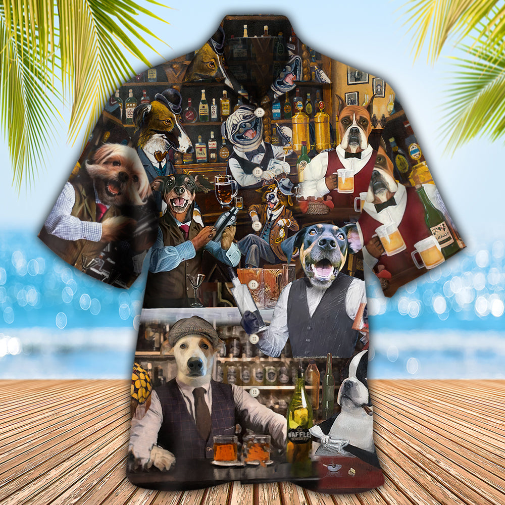Bartender Dog Mixologist Fun Job Art – Hawaiian Shirt