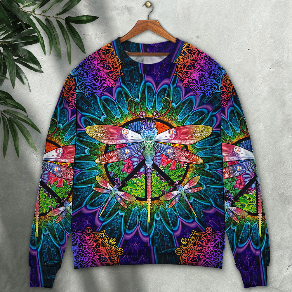 Hippie Colorful Dragonfly Mandala Art – Sweater - Ugly Christmas Sweater