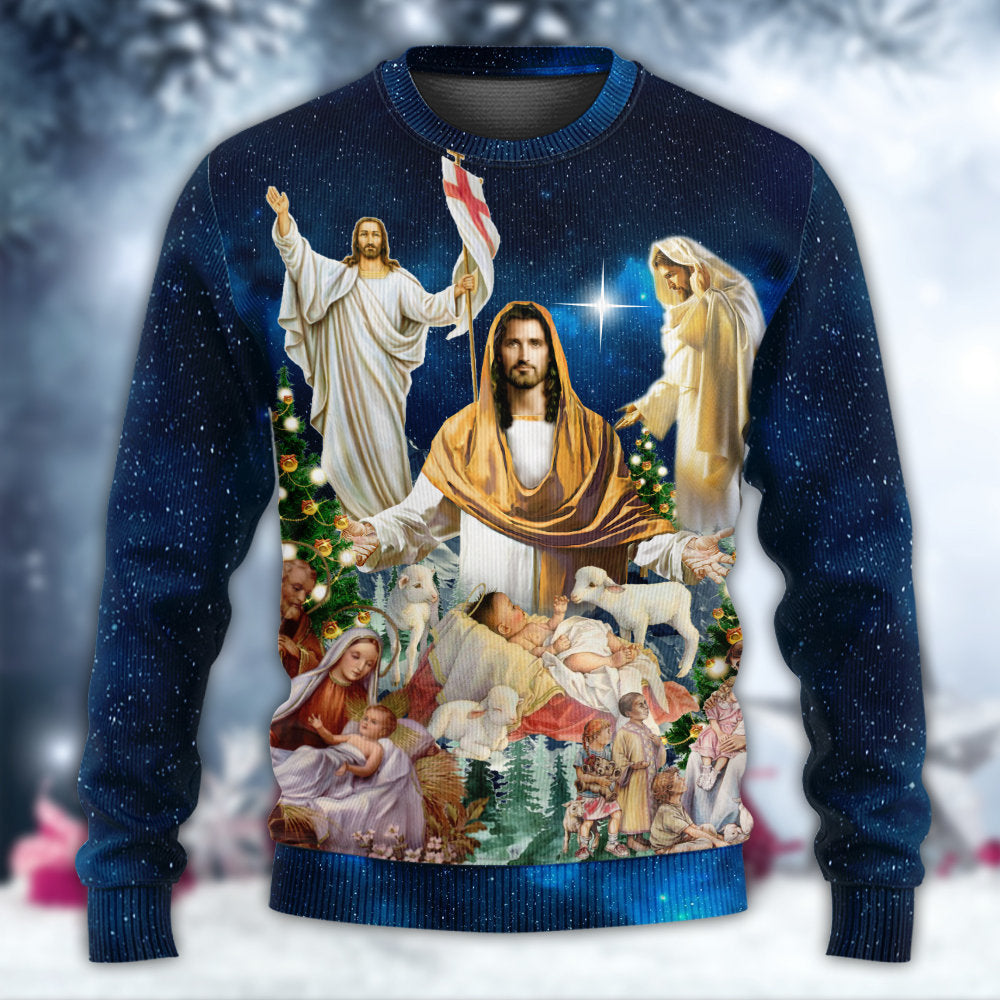 Christmas Miracle Night Faith Art – Sweater - Ugly Christmas Sweater
