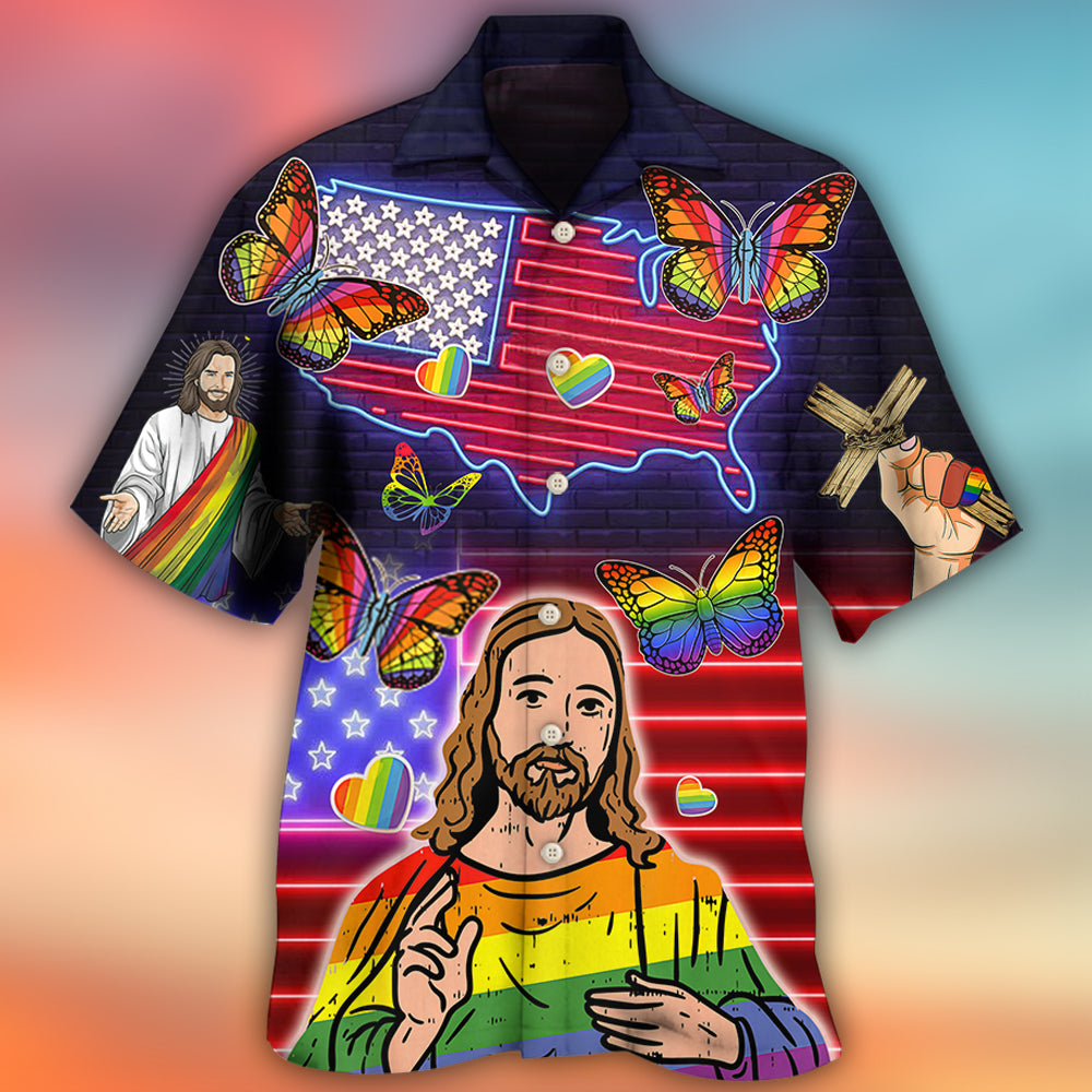 LGBT Jesus Butterfly Faith And Freedom - Hawaiian Shirt