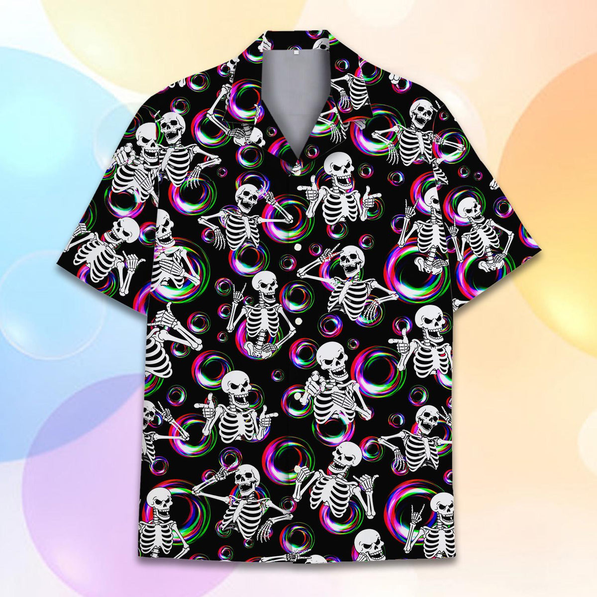 Neon Skeleton Retro Disco Glow Party – Hawaiian Shirt