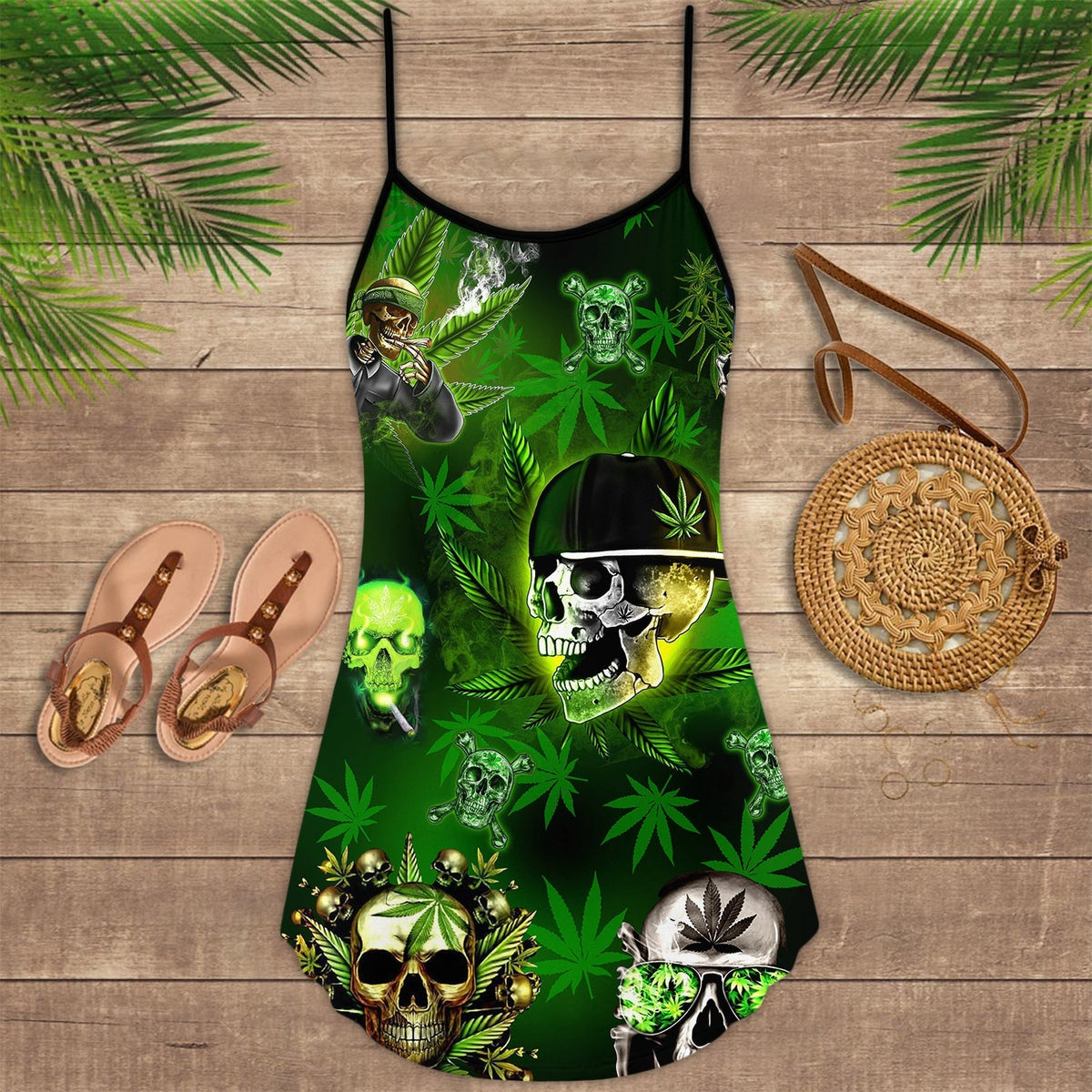 Skull High Spirit Style – Women's Summer Sleeveless V-Neck Camisole Dress