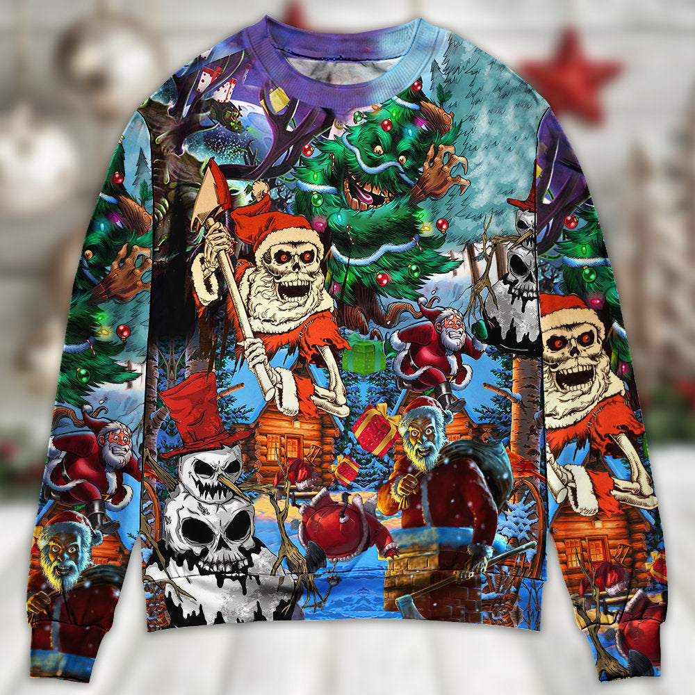 Christmas Skull Holiday Dark Art – Sweater - Ugly Christmas Sweater