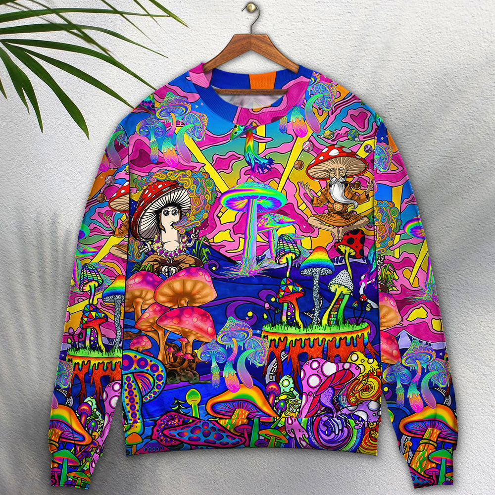 Hippie Magic Trippy Mushroom Art – Sweater - Ugly Christmas Sweater