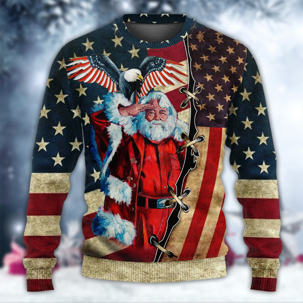 Christmas Patriotic Santa Claus – Sweater - Ugly Christmas Sweater