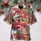 Christmas Red Truck With Xmas Tree And Cute Puppy - Hawaiian Shirt

