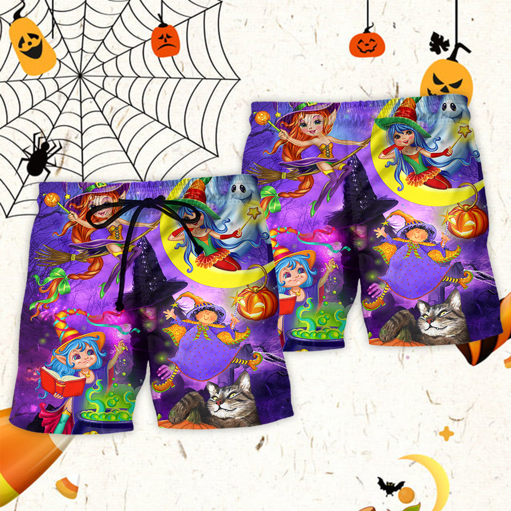 Cute Witch Ghost Boo Halloween – Beach Short