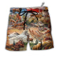 Beach Short / Adults / S Hunting Independence Day Deer American Flag - Beach Short - Owls Matrix LTD