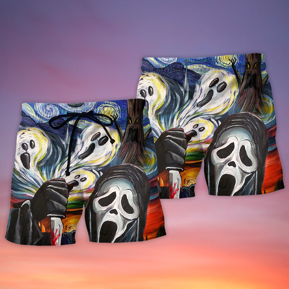 Funny Halloween Ghost Starry Night – Beach Short