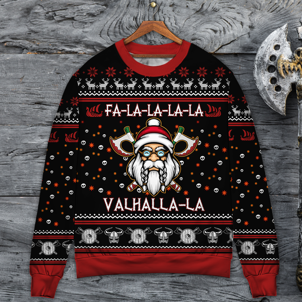 Viking Valhalla White And Red Style – Sweater - Ugly Christmas Sweater