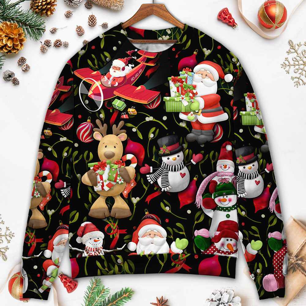 Christmas Joyful Santa Snowman Merry Xmas – Sweater - Ugly Christmas Sweater