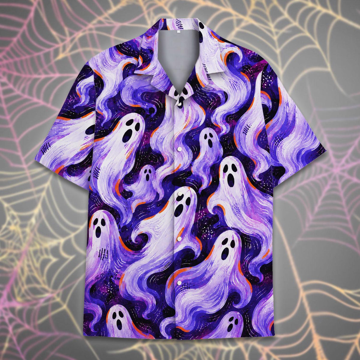 Spooky Ghost Purple Cosmic Galaxy Halloween – Hawaiian Shirt
