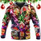 Christmas Funny Holiday Tree Gingerbread Neon Light Art – 3D Hoodie