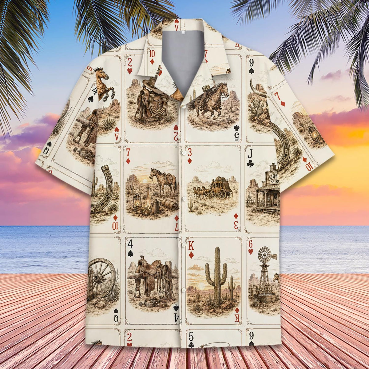 Western Poker Card Vintage Cowboy Playing Cards – Hawaiian Shirt