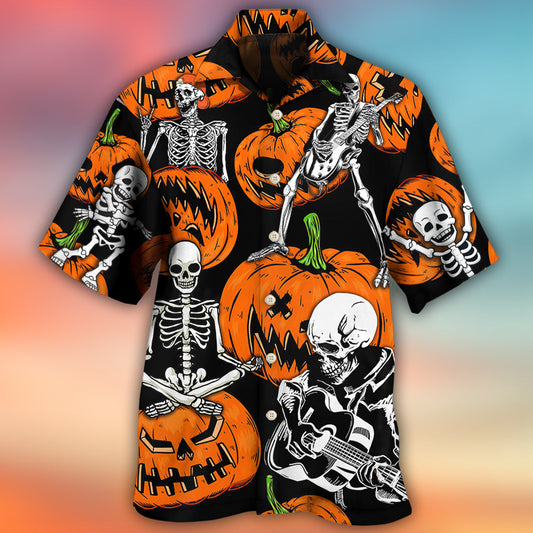 Halloween Skeleton Pumpkin Scary Night - Hawaiian Shirt