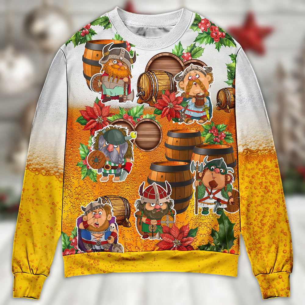 Viking Beer Lover Funny Christmas – Sweater - Ugly Christmas Sweater