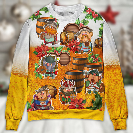 Viking Beer Lover Funny Christmas – Sweater - Ugly Christmas Sweater