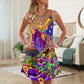 Hippie Colorful Love Life – Women's Summer Sleeveless V-Neck Camisole Dress