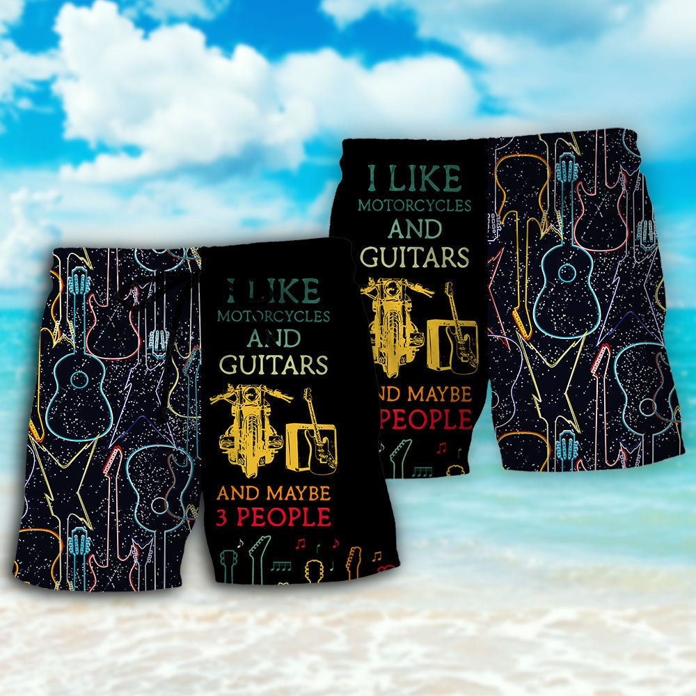 Guitar I Like Motorcycle And Guitar - Beach Short - Owls Matrix LTD