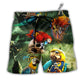 Beach Short / Adults / S Parrot Funny Parrot Pirates In The Ocean - Beach Short - Owls Matrix LTD