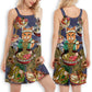 Cat Eating Ramen Bowl – Women's Summer Sleeveless V-Neck Camisole Dress