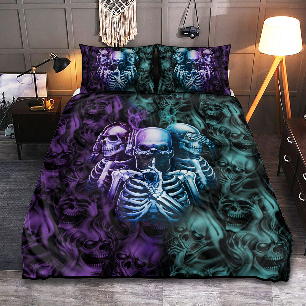 Skull Silent Gesture Bedding Cover For Gothic Bedroom Decor