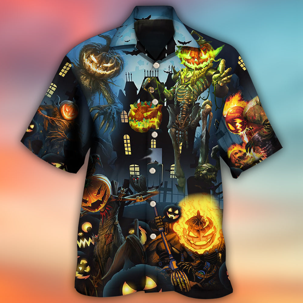Halloween Pumpkin Starry Night Scene – Hawaiian Shirt
