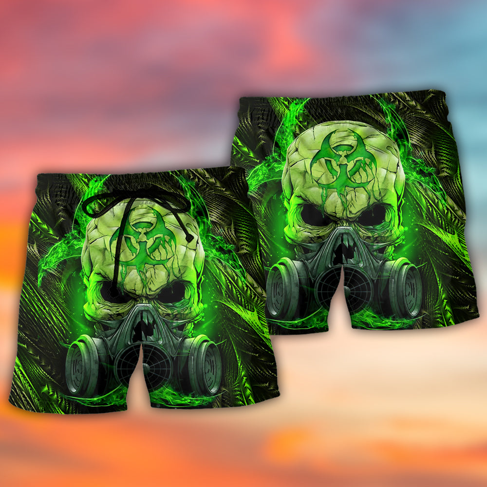 Skull Mask Green Lighting Art – Beach Short