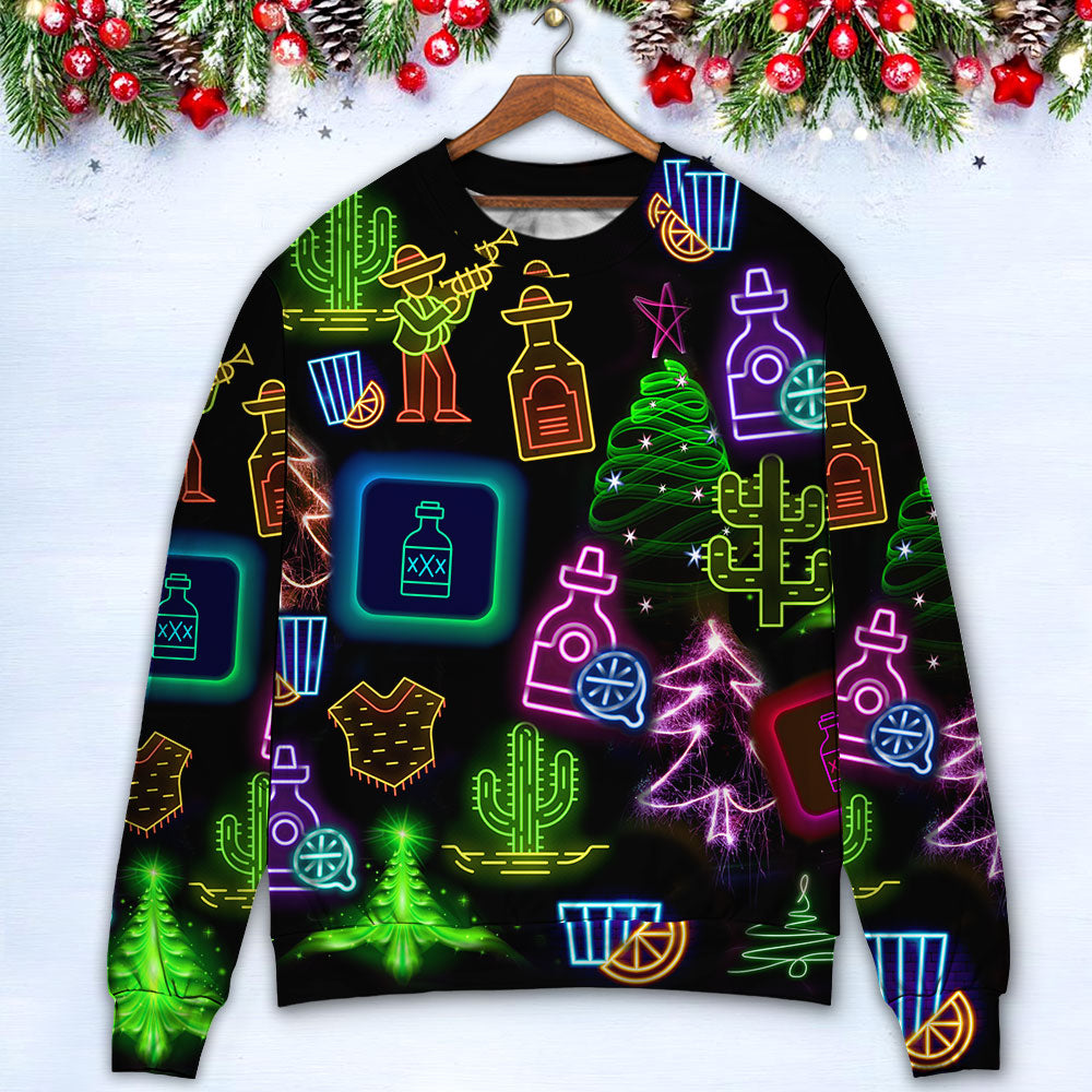 Christmas Neon Drink Art Style – Sweater - Ugly Christmas Sweater