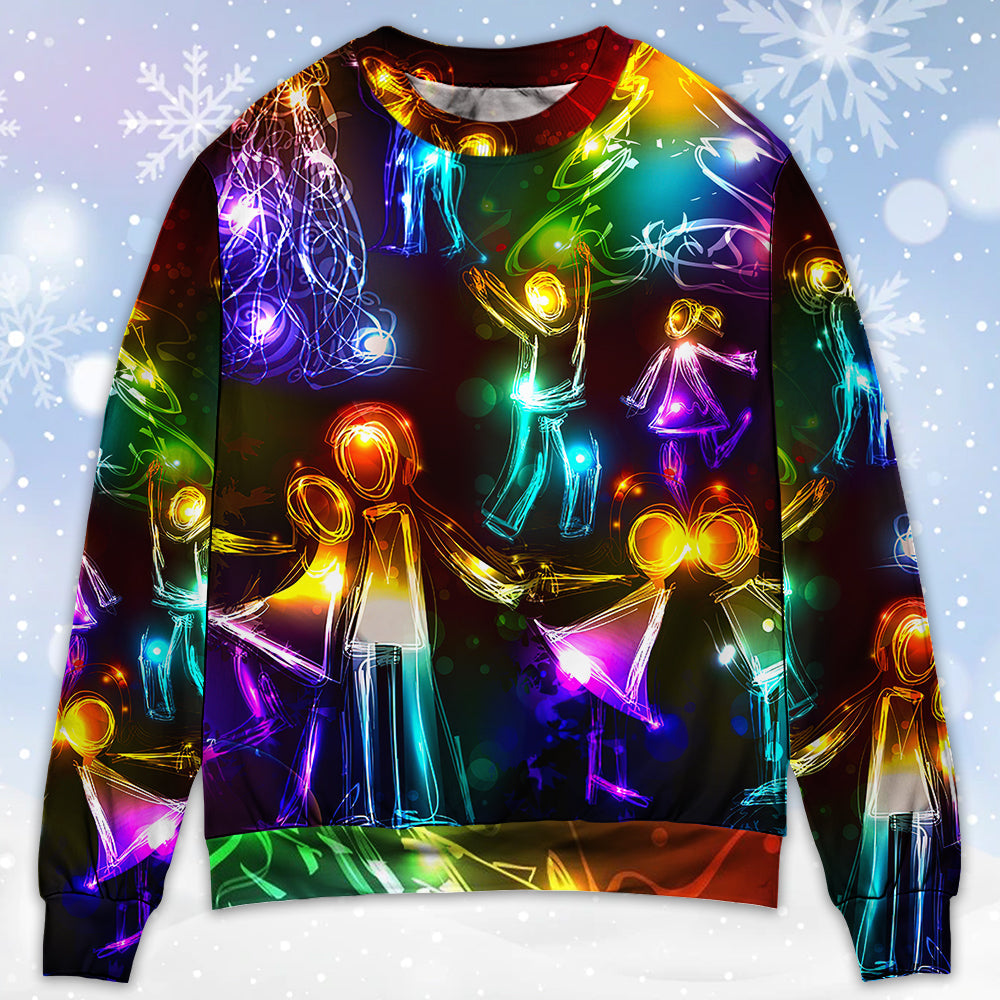 Christmas Family Love Tree Neon Light – Sweater - Ugly Christmas Sweater