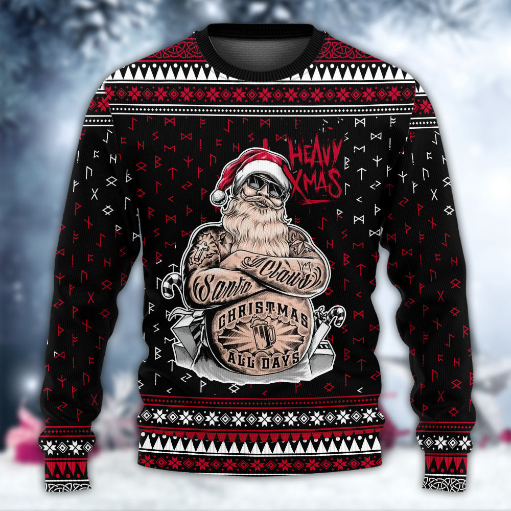 Tattoo Santa Funny Merry Christmas – Sweater - Ugly Christmas Sweater