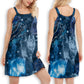 Blue Neon Cat Love – Women's Summer Sleeveless V-Neck Camisole Dress