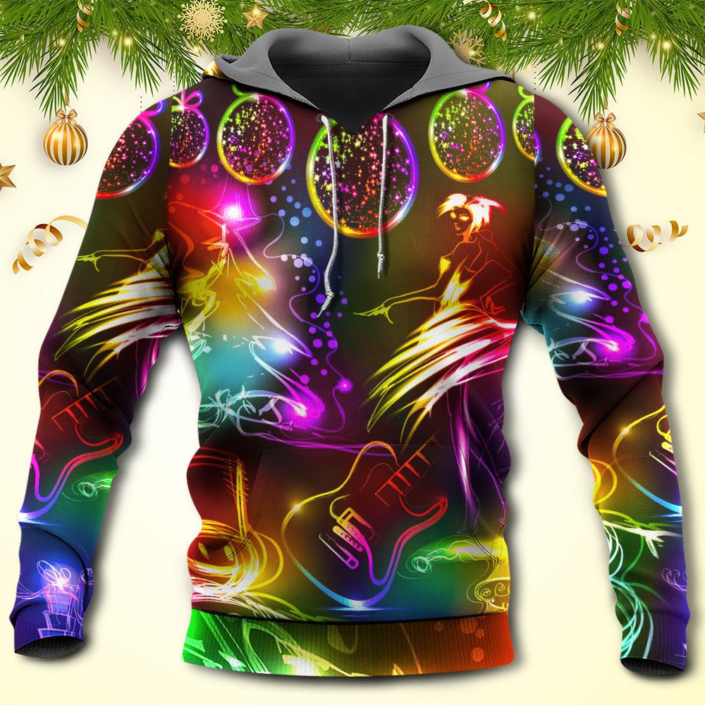 Christmas Dancing Snowman Tree Neon Light Art – 3D Hoodie