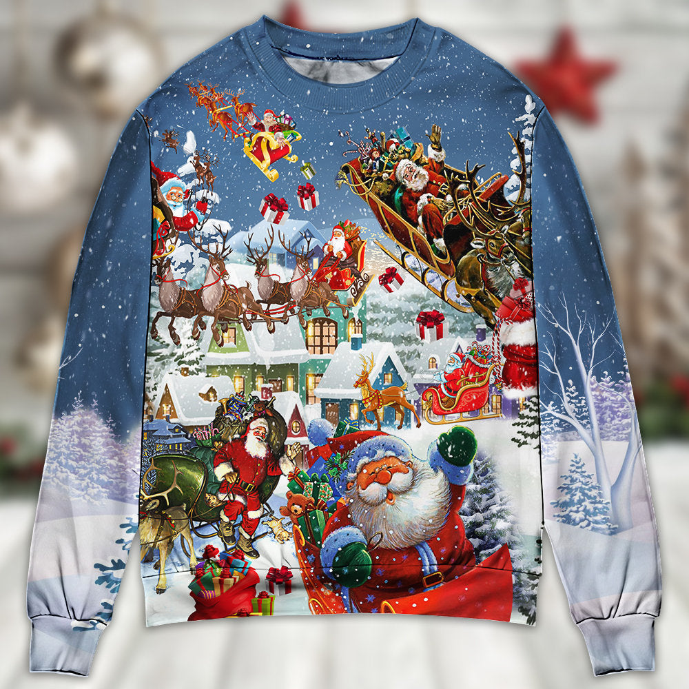 Christmas Say Hi From Santa Sleigh – Sweater - Ugly Christmas Sweater