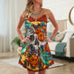 Floral Skull And Hummingbird – Women's Summer Sleeveless V-Neck Camisole Dress