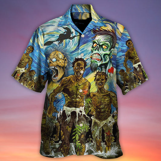 Halloween Zombie Starry Night Funny Boo Art - Hawaiian Shirt