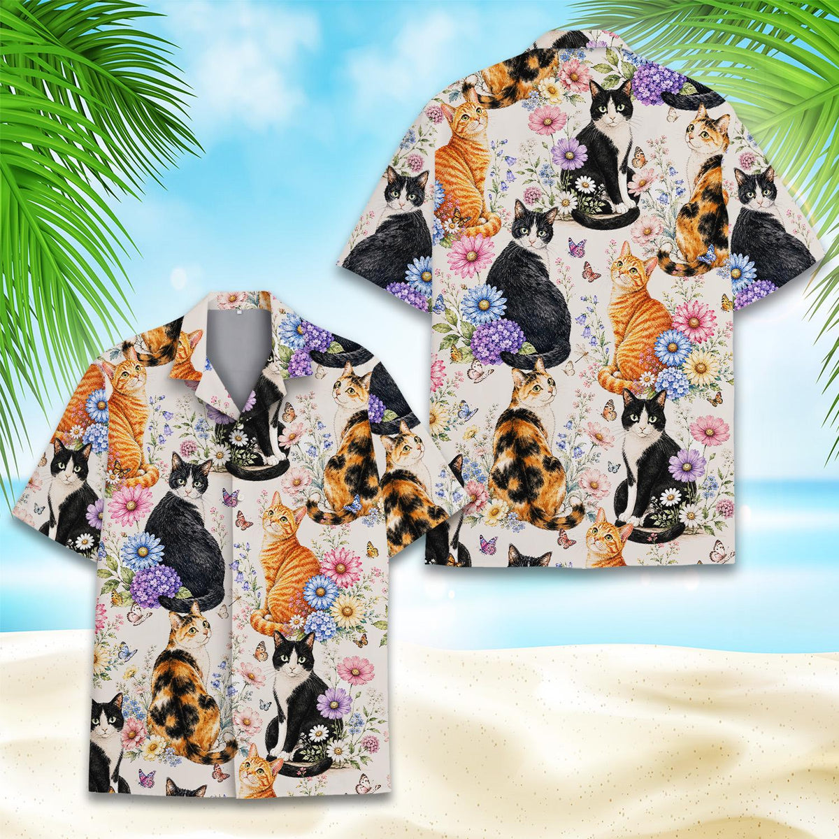 Cute Cat Floral Vintage Botanical Pet – Hawaiian Shirt
