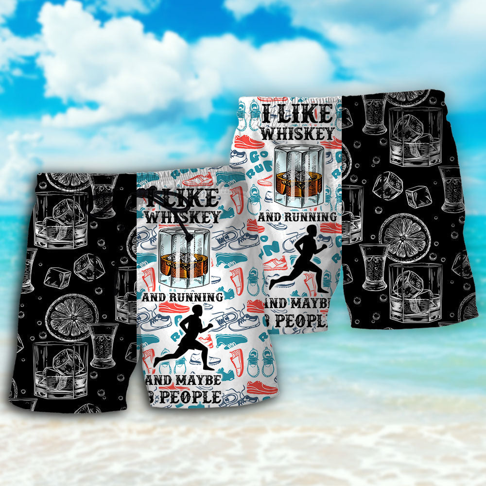 Wine Whiskey I Like Whiskey And Running - Beach Short - Owls Matrix LTD
