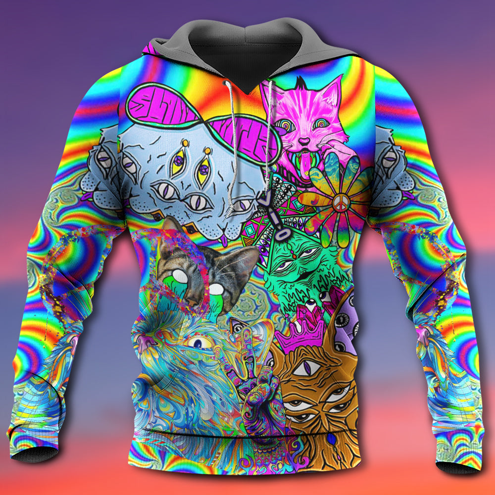 Hippie Cat Trippy Mind Art – 3D Hoodie