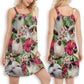 Tropical Floral Siamese Cat – Women's Summer Sleeveless V-Neck Camisole Dress