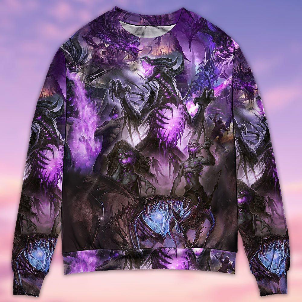 Skull Dragon Love Life Purple Art – Sweater - Ugly Christmas Sweater