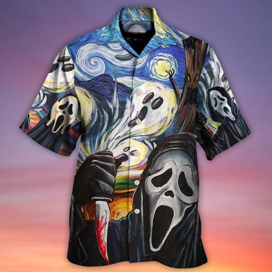 Halloween Ghost Starry Night Funny Boo Art - Hawaiian Shirt