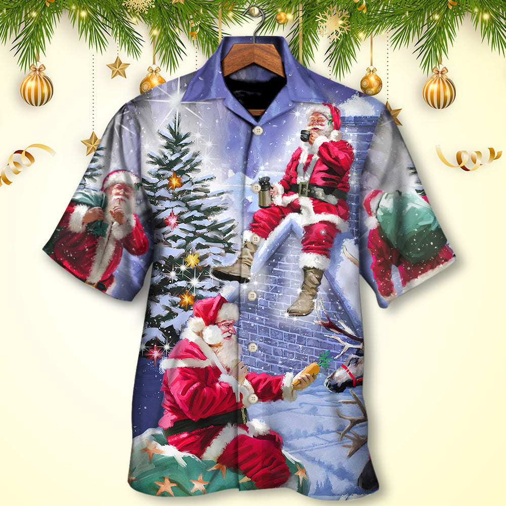 Christmas Santa Night Holiday Magic Art – Hawaiian Shirt