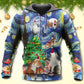 Christmas Cat Playing Starry Night Art – 3D Hoodie