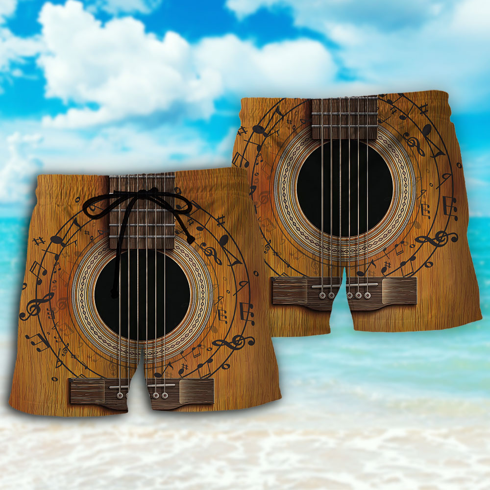 Guitar Old Retro Music Lover - Beach Short - Owls Matrix LTD