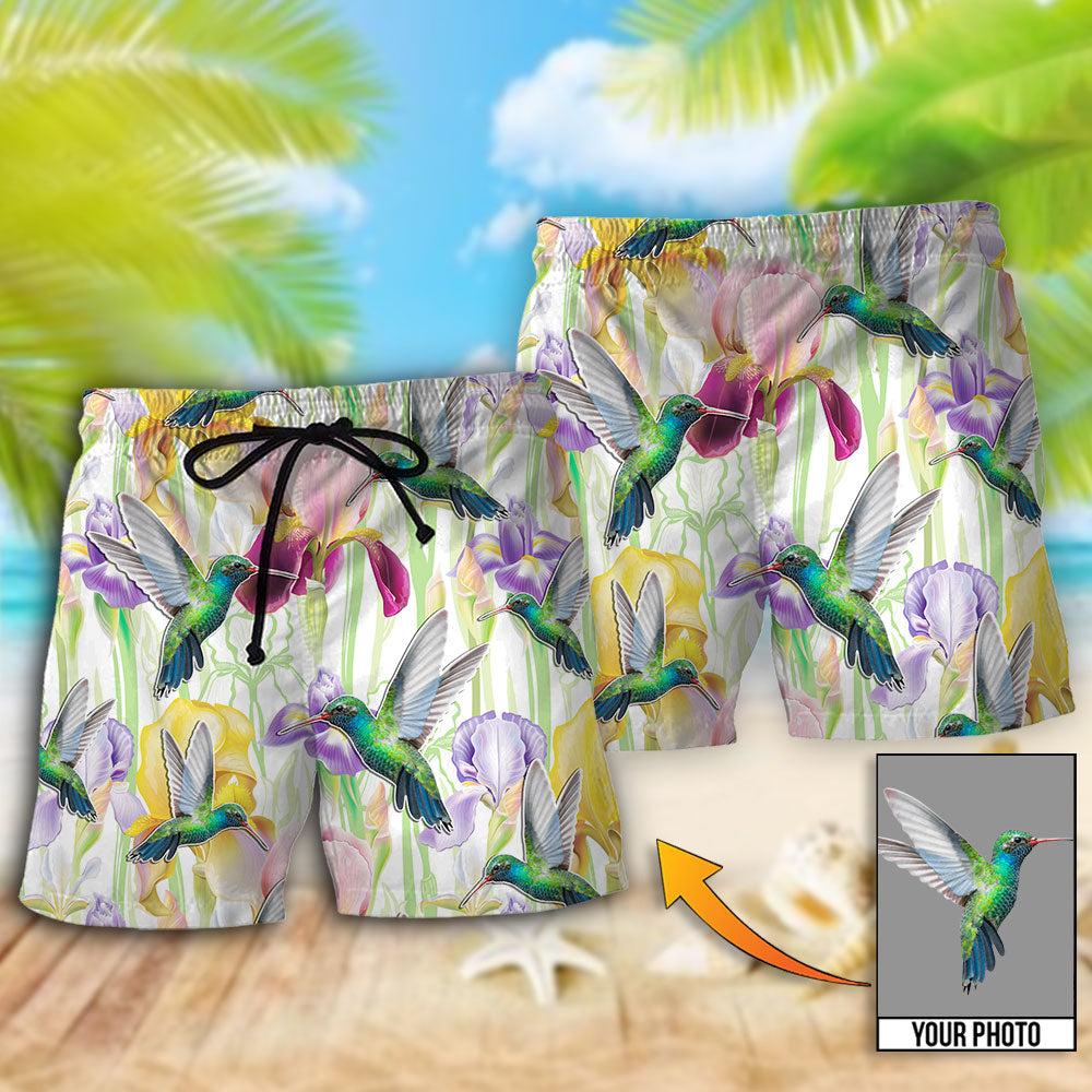 Hummingbird Flower Art Beautiful Custom Photo - Beach Short - Owls Matrix LTD